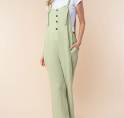 White Birch Texture Sleeveless Wide Leg Jumpsuit