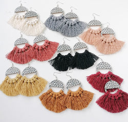 Tassel Detail Leopard Drop Earrings