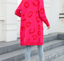 Printed Long Sleeve Cardigan with Pockets