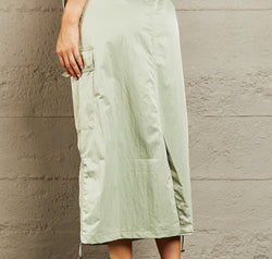 HYFVE Just In Time High Waisted Cargo Midi Skirt