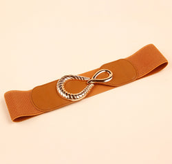 Ribbed Alloy Buckle Elastic Belt