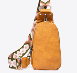 Random Pattern Adjustable Strap PU Leather Sling Bag