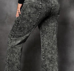 Plus Size Drawstring Pocketed Straight Jeans