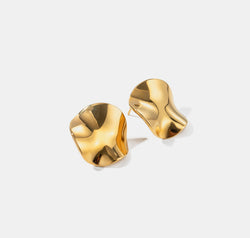 Geometric Pleated 18K Gold-Plated Stud Earrings