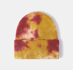 Tie-Dye Cuffed Rib-Knit Beanie Hat