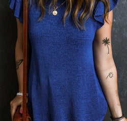 Ruffled Round Neck Knit Top