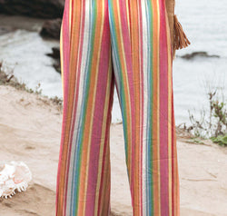 Striped Smocked Waist Pants with Pockets