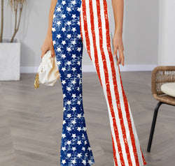 Star & Stripes High Waist Bootcut Pants
