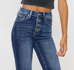 Kancan Full Size Cat's Whiskers Button Fly Denim Shorts