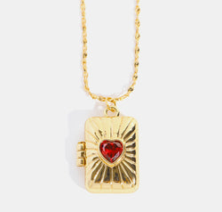 Heart Zircon Box Pendant Copper Necklace
