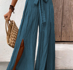 Tied Slit Wide Leg Pants