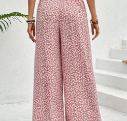 Tied Printed Wide Leg Pants