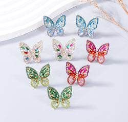 Alloy Inlaid Rhinestone Butterfly Earrings