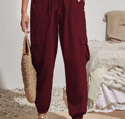 Drawstring Joggers with Cargo Pockets