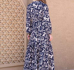 Printed Notched Neck Maxi Dress