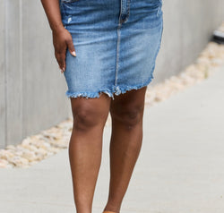 RISEN Amelia Full Size Denim Mini Skirt