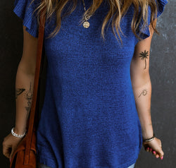 Ruffled Round Neck Knit Top
