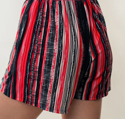 White Birch Full Size High Waisted Striped Shorts