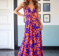 Twisted Printed V-Neck Cami Dress