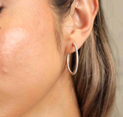 Adored Inlaid Moissanite 925 Sterling Silver Hoop Earrings