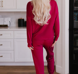 Round Neck Top and Drawstring Pants Lounge Set