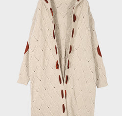 Openwork Long Sleeve Open Front Hooded Cardigan