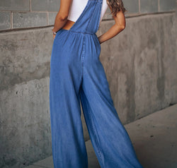 Wide Leg Denim Overalls