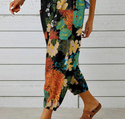 Printed Tied Cropped Pants