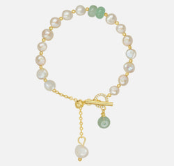 Pearl Green Stone Link Bracelet