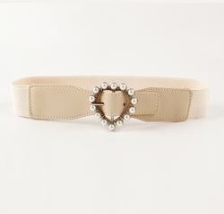 Pearl Heart Buckle Elastic Belt