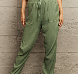 Tie Waist Long Pants with Pocket