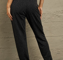Double Take Leopard Print Joggers with Pockets