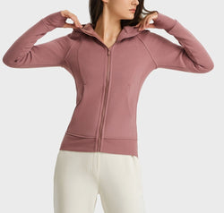 Zip Up Seam Detail Hooded Sports Jacket