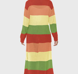 Color Block Long Sleeve Pocketed Cardigan