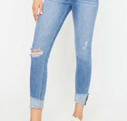Kancan Distressed Cat's Whiskers Button Fly Jeans