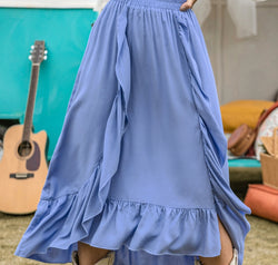 High Waist Ruffle Trim Skirt