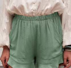 Elastic Waist Shorts with Pockets