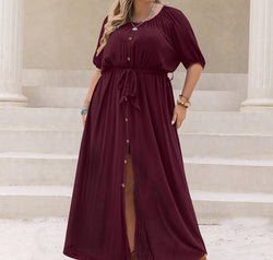 Plus Size Round Neck Half Sleeve Dress