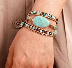 Handmade Natural Stone Beaded Triple Layer Bracelet