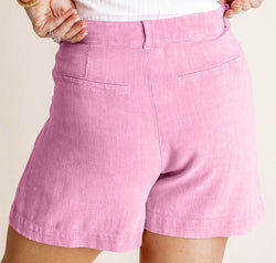 HYFVE High Waist Pleated Linen Shorts