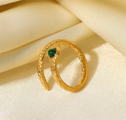 Snake Charmer Malachite Snake-Shaped Bypass Ring