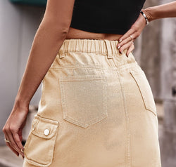 Denim Mini Skirt with Pockets