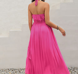 Ruffled Halter Neck Maxi Dress