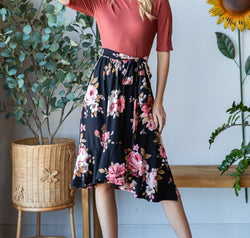 Reborn J Floral Wrap Ruffle Hem Skirt