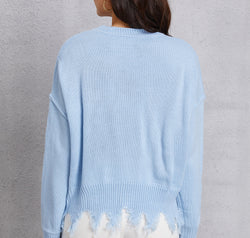 Lip Fringe Round Neck Sweater