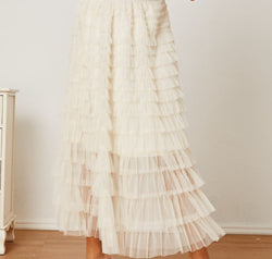 Ruched High Waist Tiered Skirt