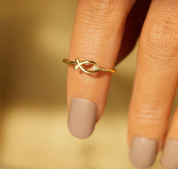 925 Sterling Silver Inlaid Zircon Fish Ring