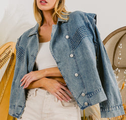 BiBi Button Up Long Sleeve Denim Jacket