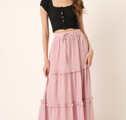 Mittoshop Drawstring High Waist Frill Skirt
