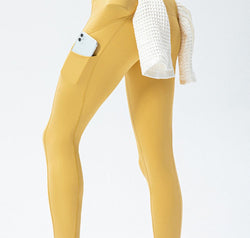 Full Size Slim Fit High Waist Long Sports Pants with Pockets